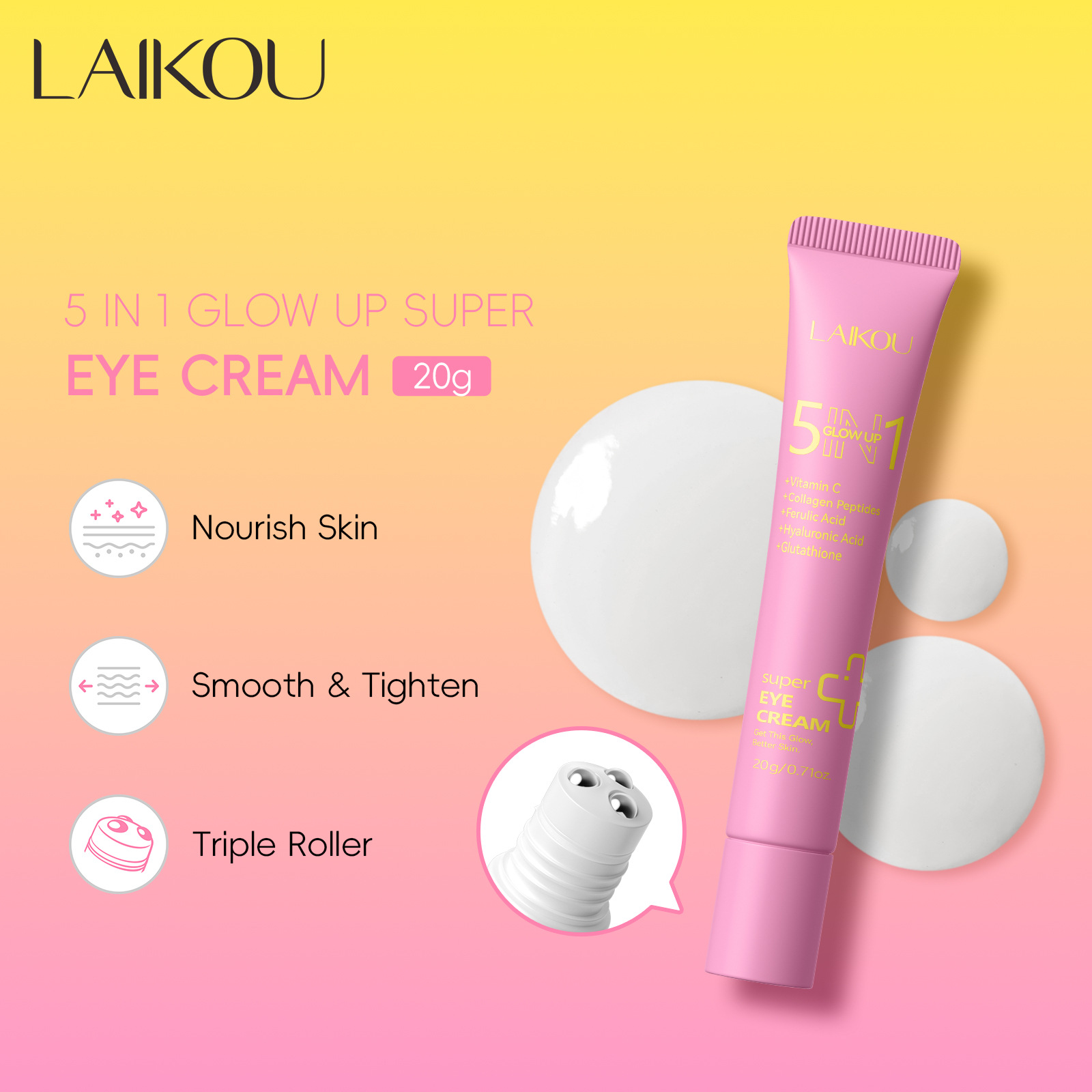 Cross-border new product Laicome Five-in-One EYE CREAM 20g5 IN 1 GLOW UP SUPER EYE CREAM Foreign trade full figure