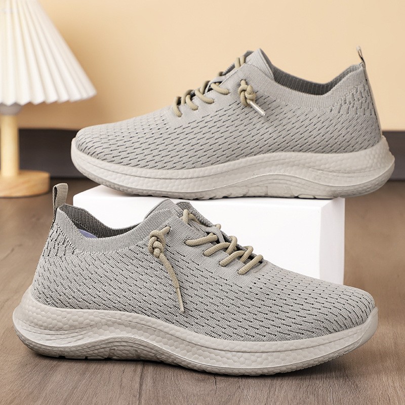 Men's shoes, casual shoes, breathable single shoes, cross-border couple shoes, fashionable and trendy lace-up, fly-woven soft-soled running shoes, consignment full figure