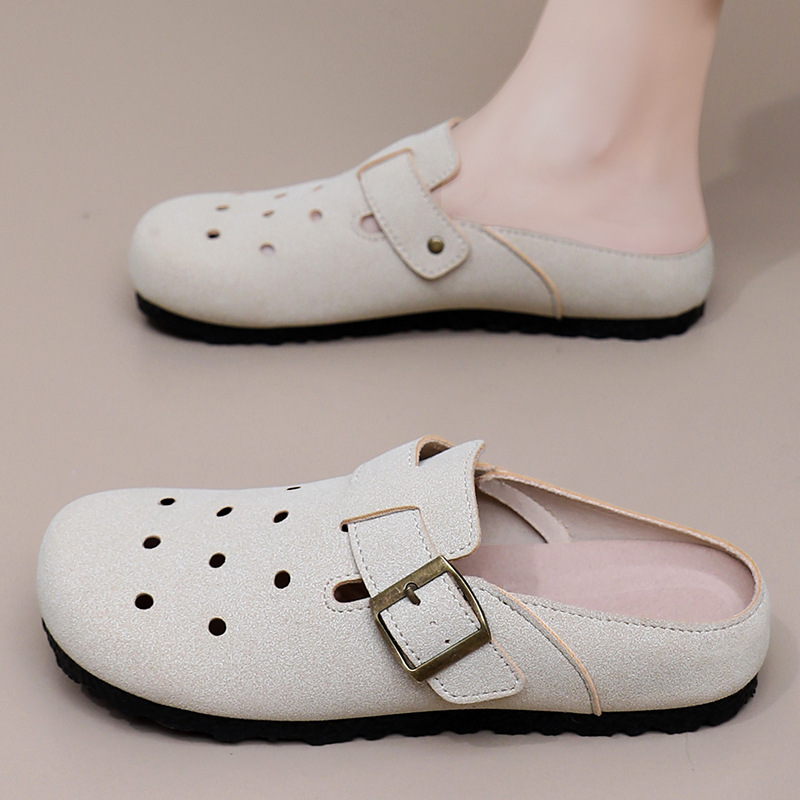 Half-slipper women's new versatile and comfortable casual shoes wholesale, gift soft-soled Bokenes, one-step crocs details Picture