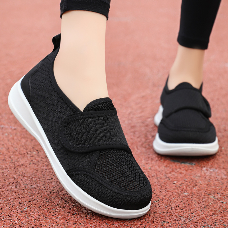 New women's shoes, casual shoes, fei-woven breathable mesh shoes, lightweight Velcro mom shoes, versatile single shoes consignment Specification drawing