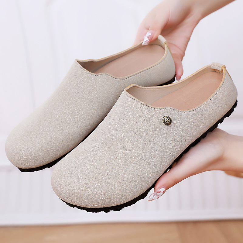 New comfortable and casual shoes for women: thick-soled, flip-top, half-slipper, soft-soled Birkenes on top, single shoe on one foot full figure