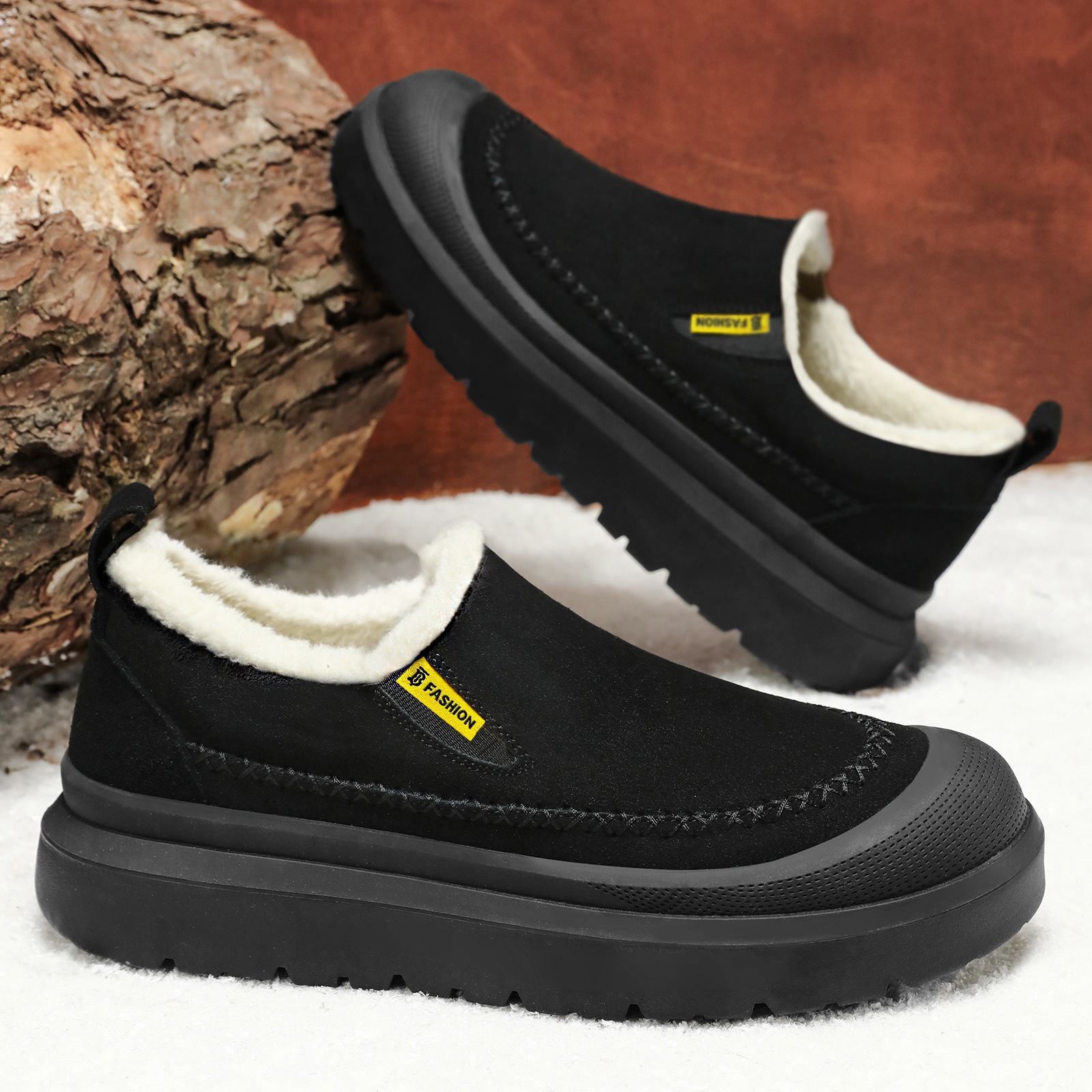New thick-soled, height-increasing, anti-slip and warm winter cotton boots for men. Casual and versatile. Thickened cotton shoes for delivery Specification drawing