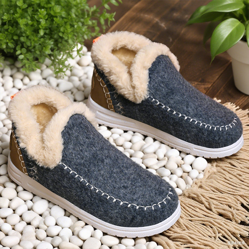 New winter cross-border women's cotton shoes, fleece and thickened snow boots, one-foot convenient ankle boots, fashionable and warm cotton boots Specification drawing
