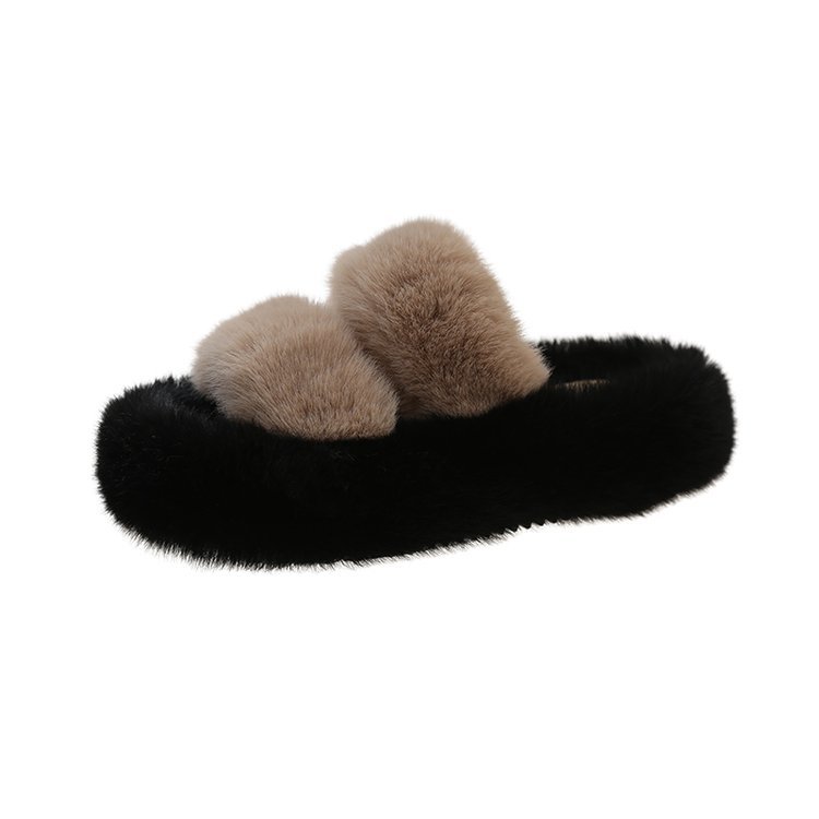 2025 New autumn and winter casual fashion trend Fluffy warm slippers Women's ins Versatile fluffy slippers Item Picture