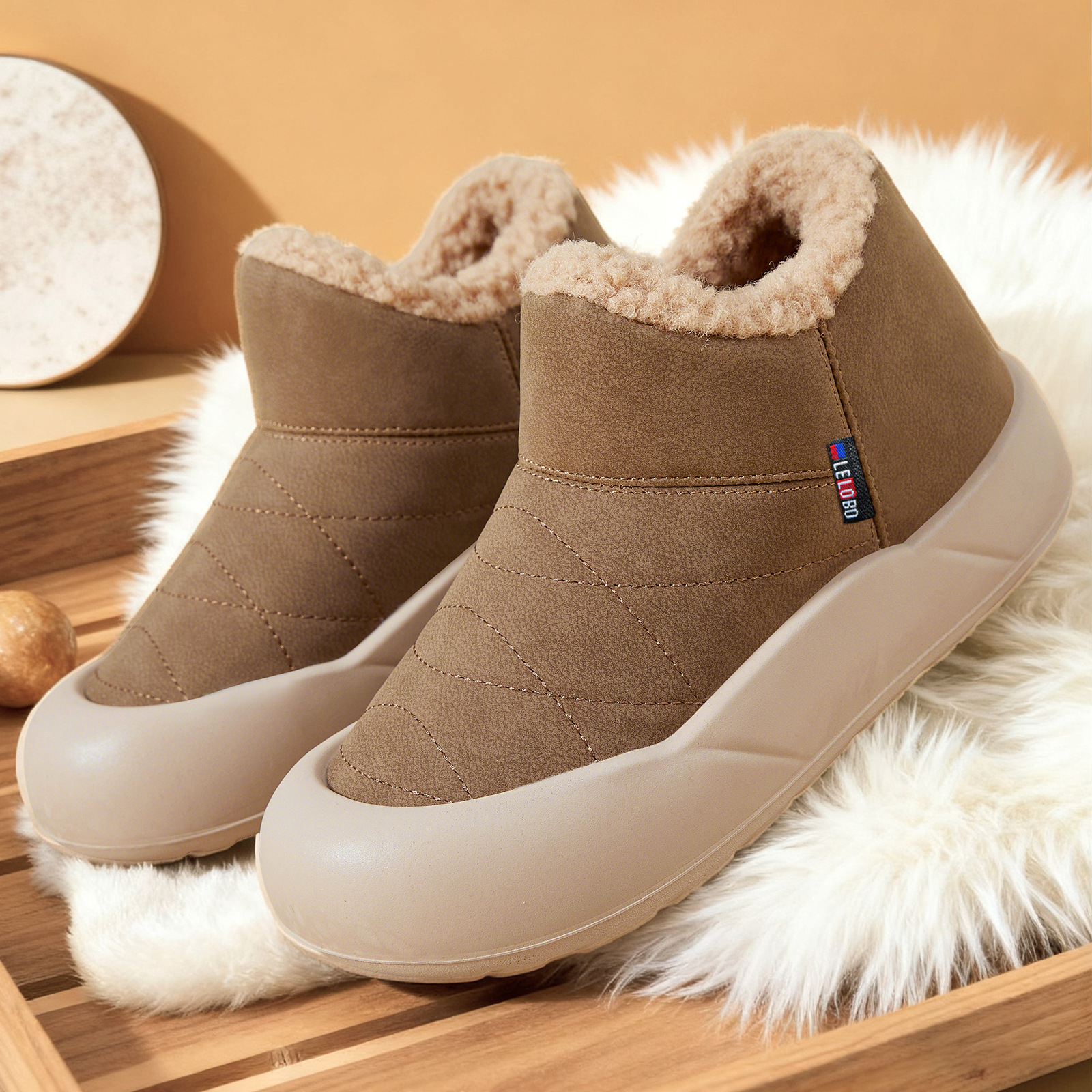 New winter cotton shoes for women, with added fleece and thickened, casual one-foot snow boots, versatile, warm and waterproof cotton boots for delivery full figure
