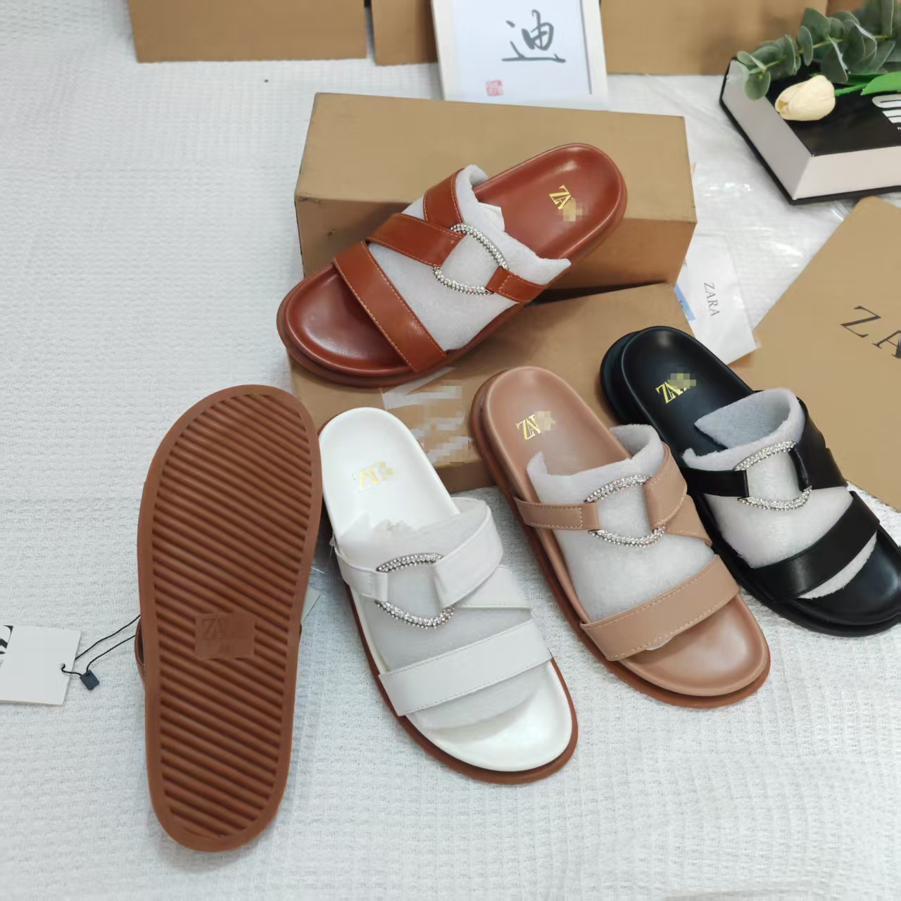 【 Customized Box Addition 】 Direct sales and wholesale of the international version of AliExpress's best-selling ZA original single-loop flat-bottomed flip-flops from the manufacturer Specification drawing