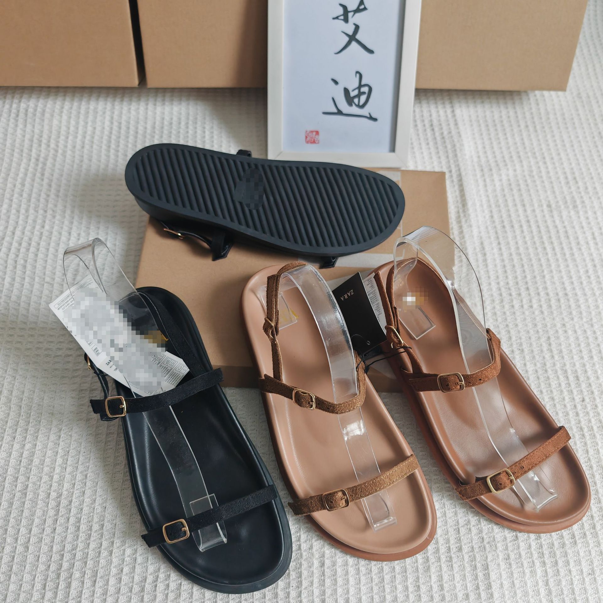 Eddie Shoes' new zar flat-bottomed casual buckle Roman sandals for women, Ladies sandal details Picture