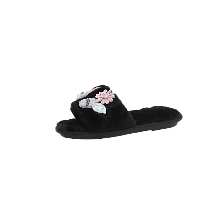 In the new autumn and winter of 2025, there are Korean-style casual Instagram trendy Korean-style flat, comfortable and cute furry slippers for women to wear at home Item Picture