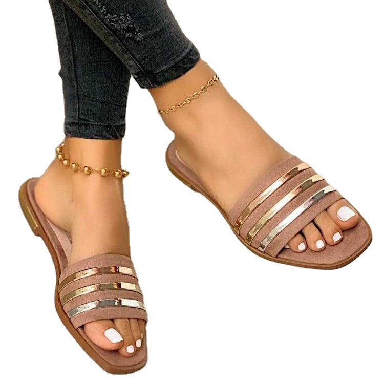 Slipper Women's Summer 2025 New soft-soled flat Roman fairy style beach shoes summer plus-size women's shoes 35-43 Item Picture