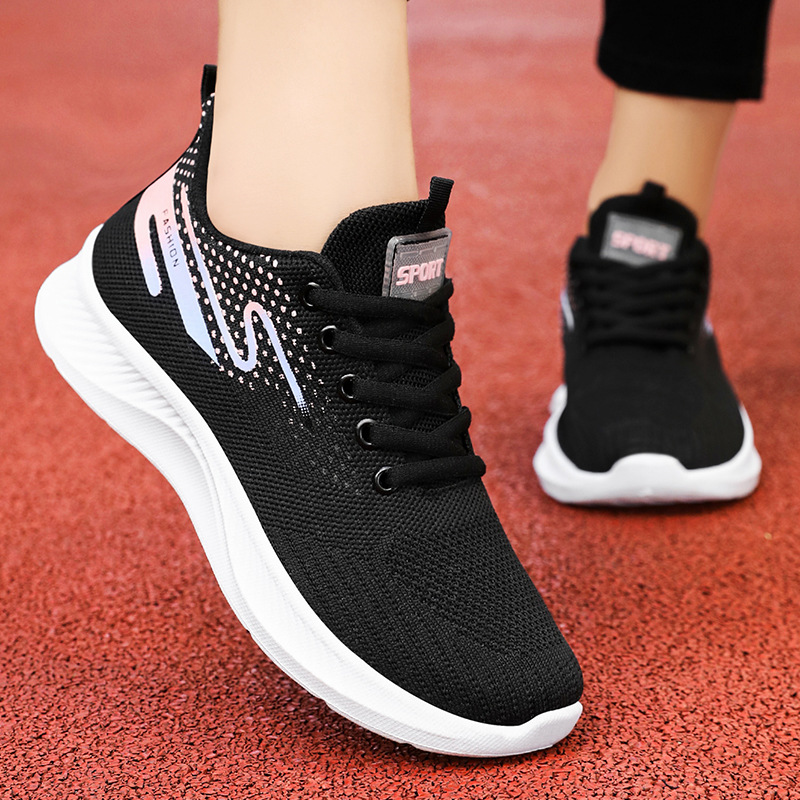Women's autumn mesh breathable single shoes Cross-border shoes Korean version lace-up soft sole running mom women's shoes full figure