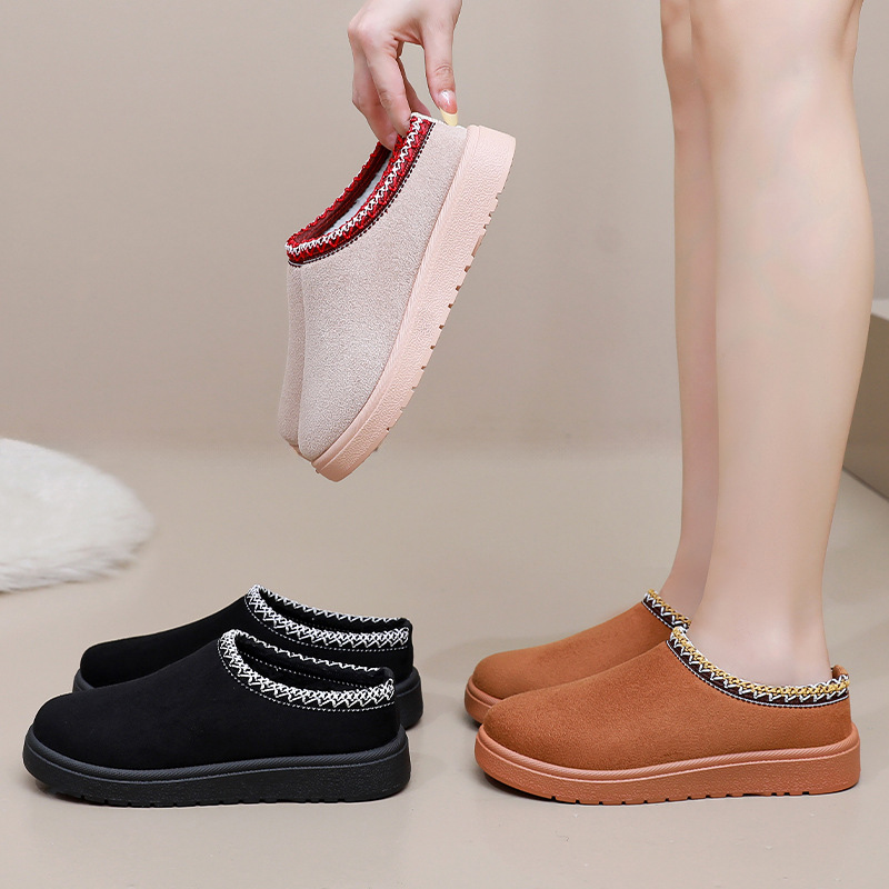 Snow boots for women, autumn and winter cross-border, fleece and thickened cotton boots, soft soles, comfortable home, cotton slippers, one-step close-fitting women's ankle boots Application Scenario
