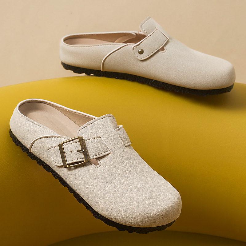 Women's autumn retro Boken shoes, casual lazy shoes, half-slipper women's shoes, flat Boken slippers for women details Picture