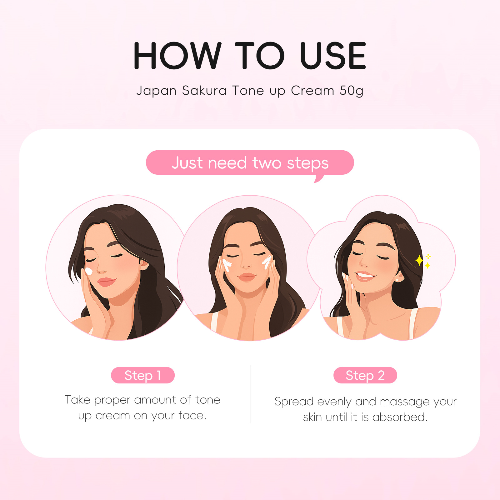 Cross-border LAIKOU Sakura Face Natural Cream 50g Natural Cream Lazy Person Cream Nude Makeup Skin Care Product All in English Application Scenario