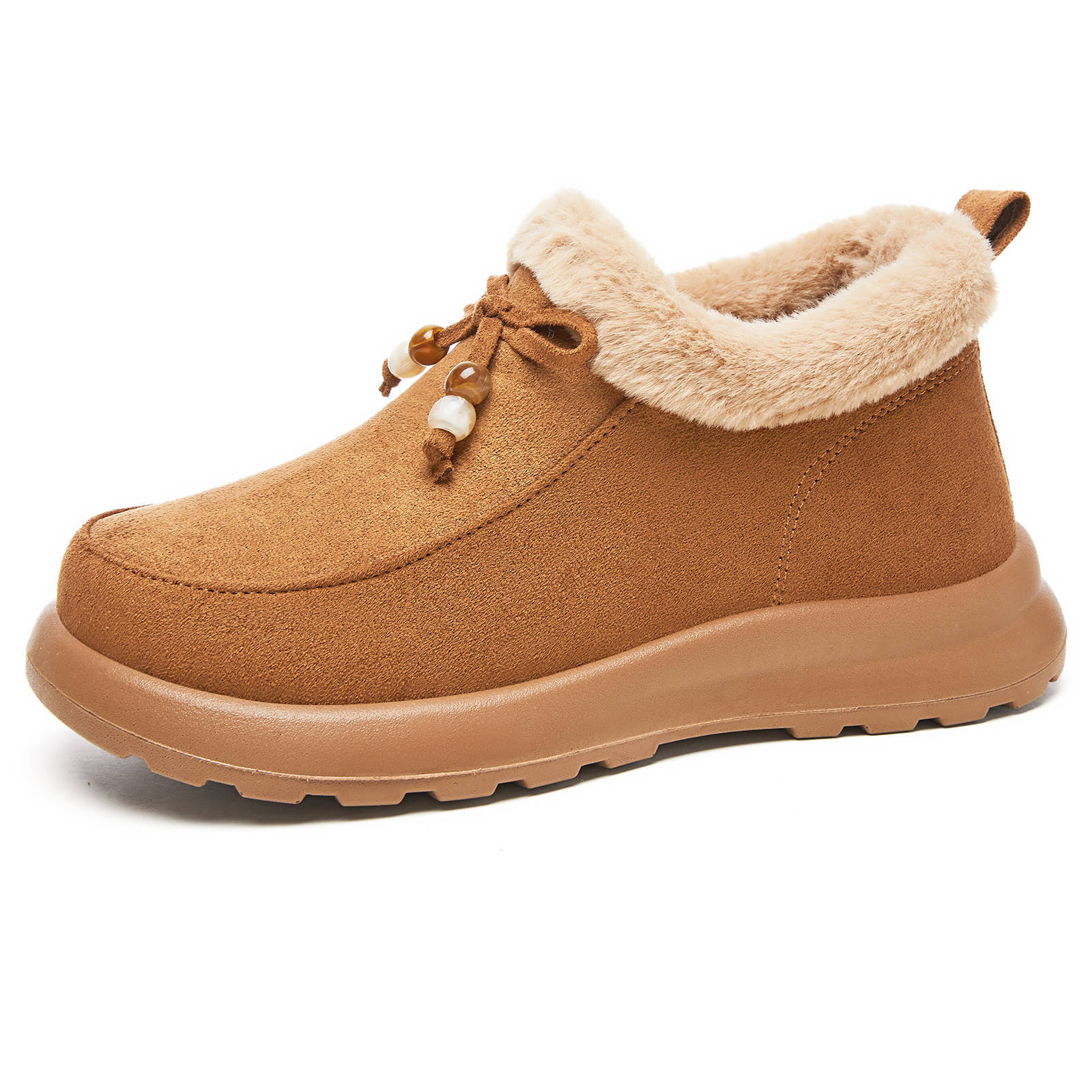 New winter cotton shoes for women: Versatile fleece and thickened snow boots, fashionable one-step anti-slip cotton shoes, sent by temu Item Picture
