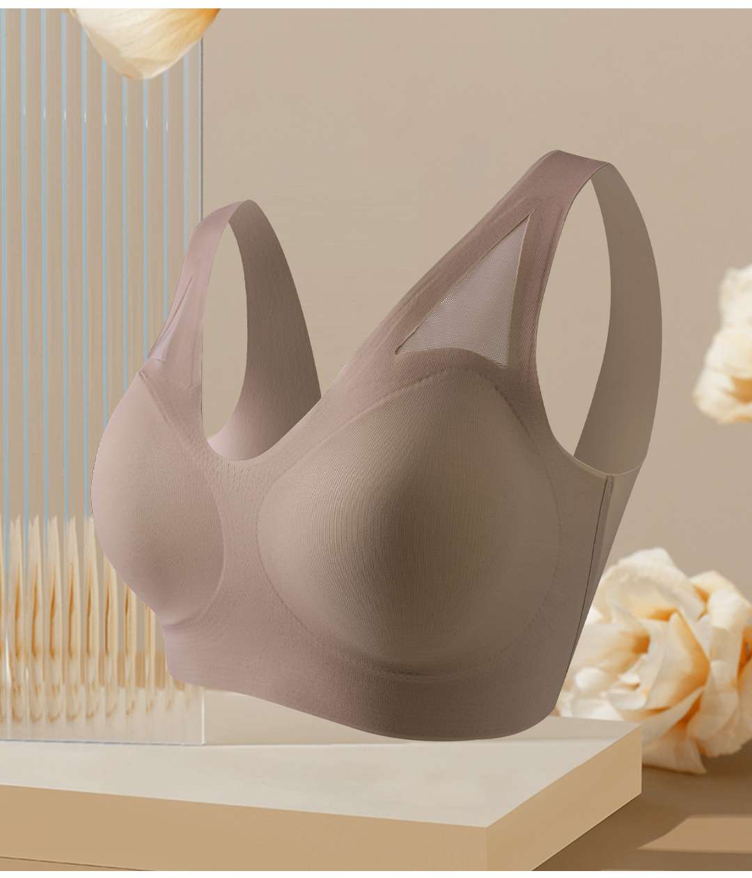 Three-row button ice silk underwear with seamless and nude feel undefined