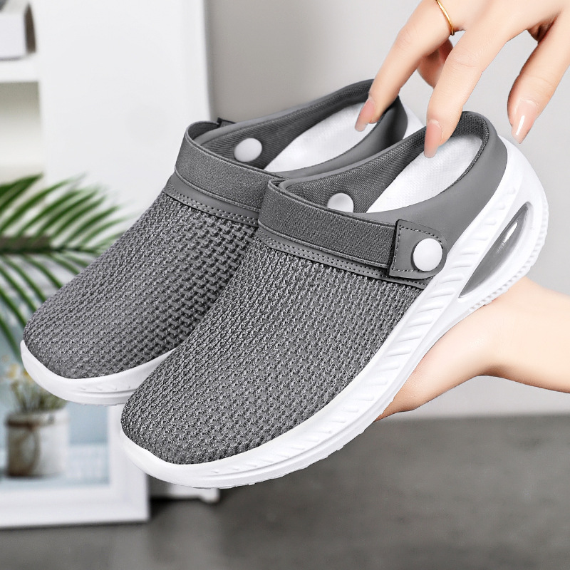 Wholesale of new summer casual slippers for women, breathable cross-border air cushion women's shoes, half slippers and lazy shoes Specification drawing