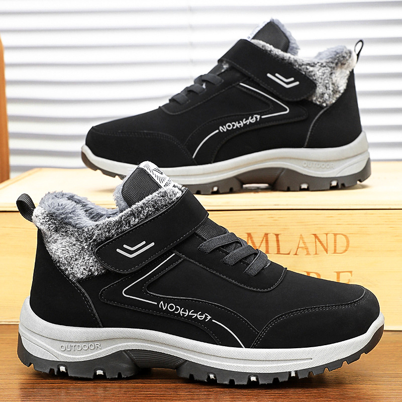New winter cotton boots for men: fleece and thickened outdoor cold-resistant ankle boots, casual walking shoes, and warm snow boots full figure