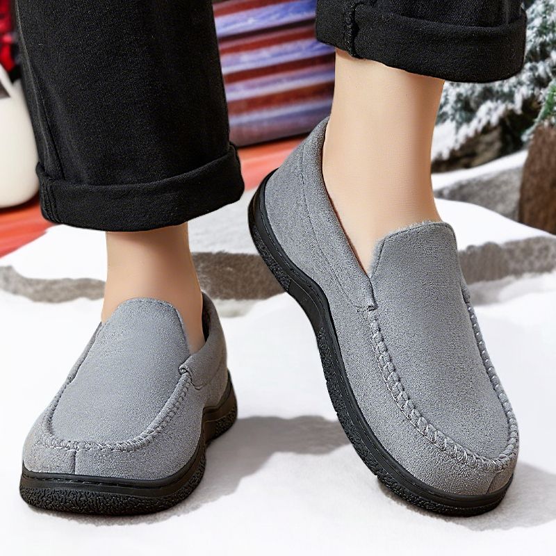 New winter warm, fleece and fashionable flat cotton shoes for men, cross-border consignment, comfortable snow boots for men full figure