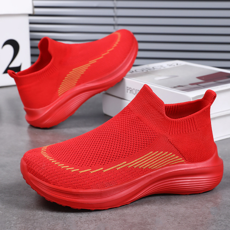 Women's shoes 2025 autumn cross-border consignment shoes, plus-size shoes, women's cloth shoes, one-foot sock shoes, mom shoes full figure