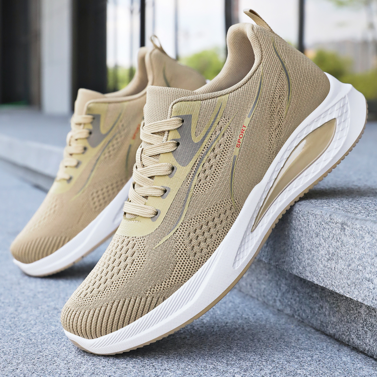 Men's sports shoes, new autumn mesh design, not tiring to the feet, breathable, fashionable and casual shoes, men's air-cushioned slow running shoes full figure