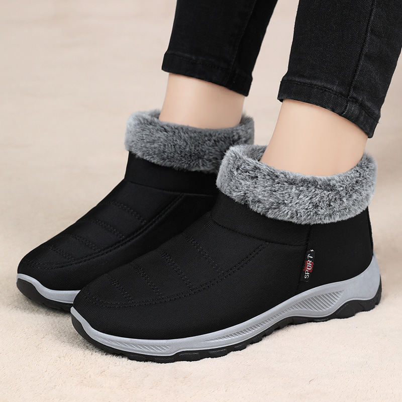 New winter warm short boots for women with fleece and thickened fabric, casual snow boots for middle-aged and elderly mothers, cotton boots details Picture