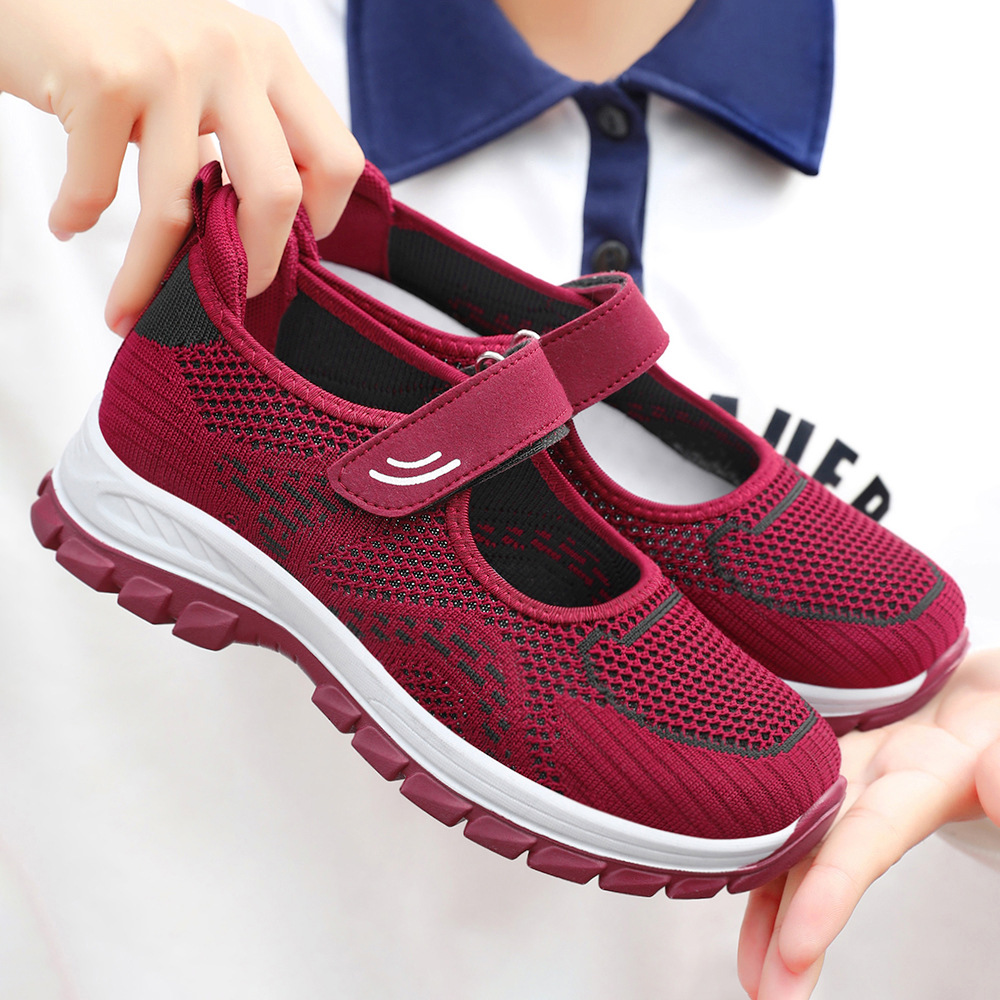 Women's single shoes 2025 autumn new style shoes for middle-aged and elderly mothers, Velcro soft sole breathable casual women's shoes for export full figure