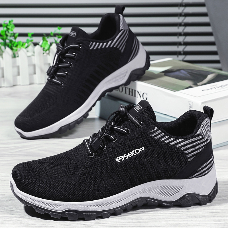 Men's walking shoes with soft soles and woven sports shoes 2025 autumn new style single shoes, comfortable Korean-style breathable casual net shoes details Picture