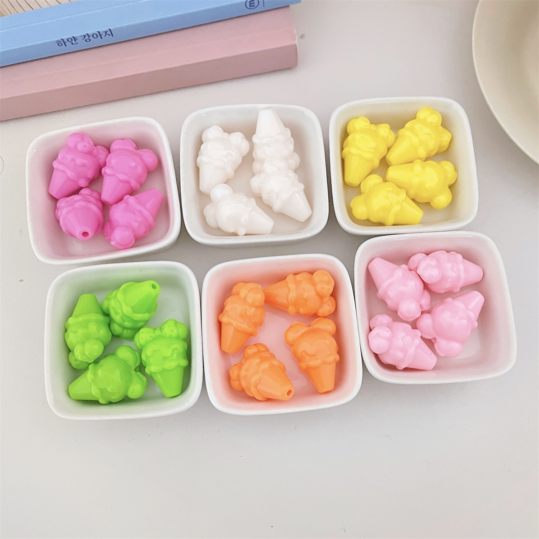 Acrylic solid color perforated loose beads, ice cream beads, diy children's necklace and bracelet, handcrafted bead material Specification image