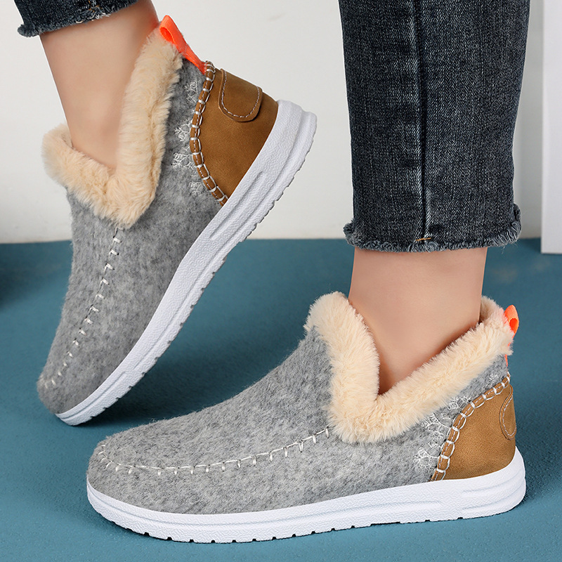 New winter cross-border women's cotton shoes, fleece and thickened snow boots, one-foot convenient ankle boots, fashionable and warm cotton boots Application Scenario