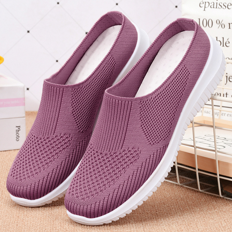 Shoes Women 2025 New cross-border large-sized cloth shoes, foreign trade women's shoes, breathable flying woven shoes, soft-soled casual mom shoes full figure