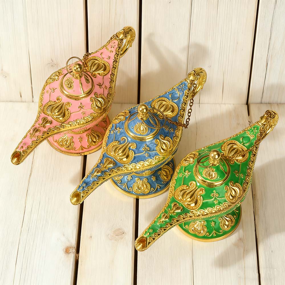 轻奢金色花纹阿拉丁神灯宫廷晚宴装饰摆件神灯家居神灯工艺品摆件马卡龙色