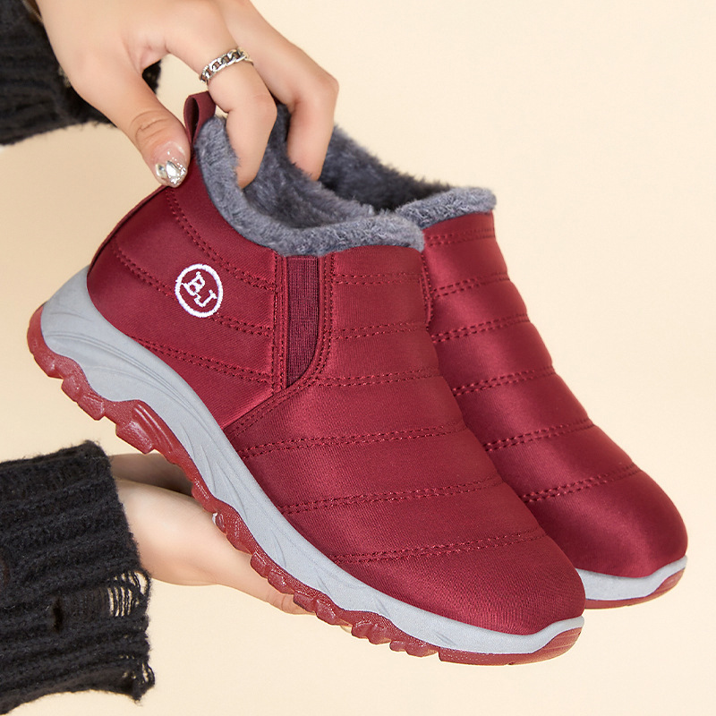 Cotton shoes 2024 winter new style cotton boots one-piece consignment, couple warm snow boots, middle-aged and elderly fleece and thickened ankle boots full figure