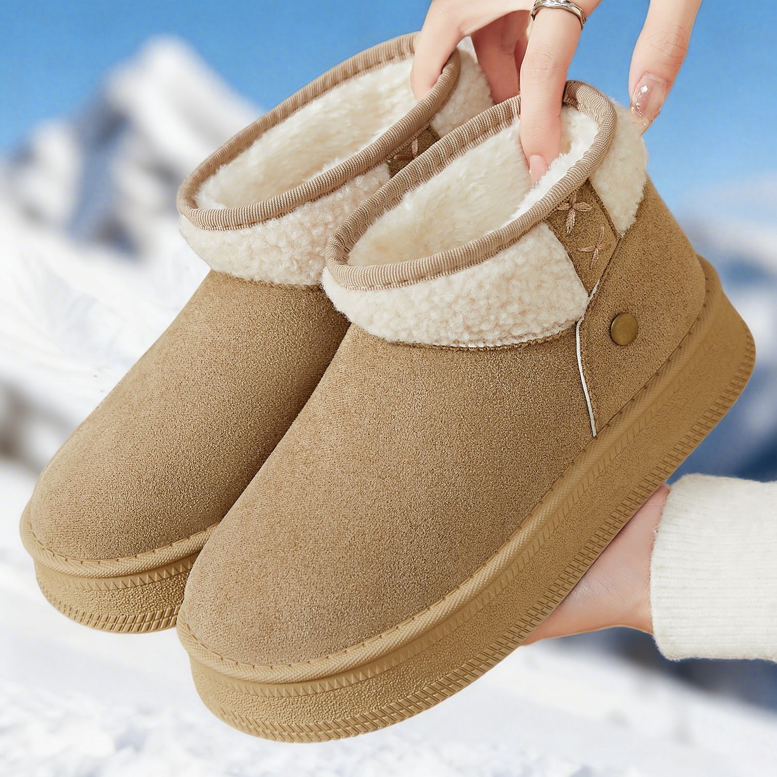 New style snow boots for women, one-piece delivery, cotton shoes with fleece and thickened cotton boots, one-piece mid-calf boots, thick-soled women's boots full figure