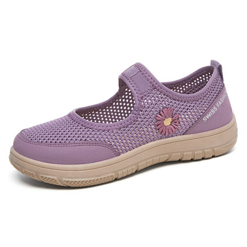 New trendy and fashionable mom shoes with mesh surface, cross-border casual and breathable women's shoes, one-step single shoes for women Item Picture