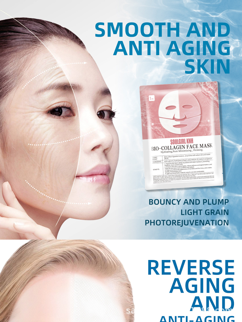 The Cross-border Beauty Secret: Hydrating, Whitening and Penetrating Split Collagen Mask can be applied to makeup details Picture