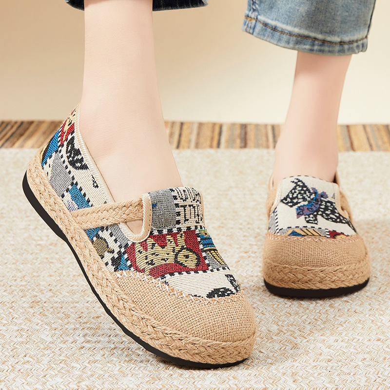 Women's traditional Chinese style spring new polyurethane lightweight and comfortable old Beijing cloth shoes soft soles not tiring to the feet Mom shoes Specification drawing
