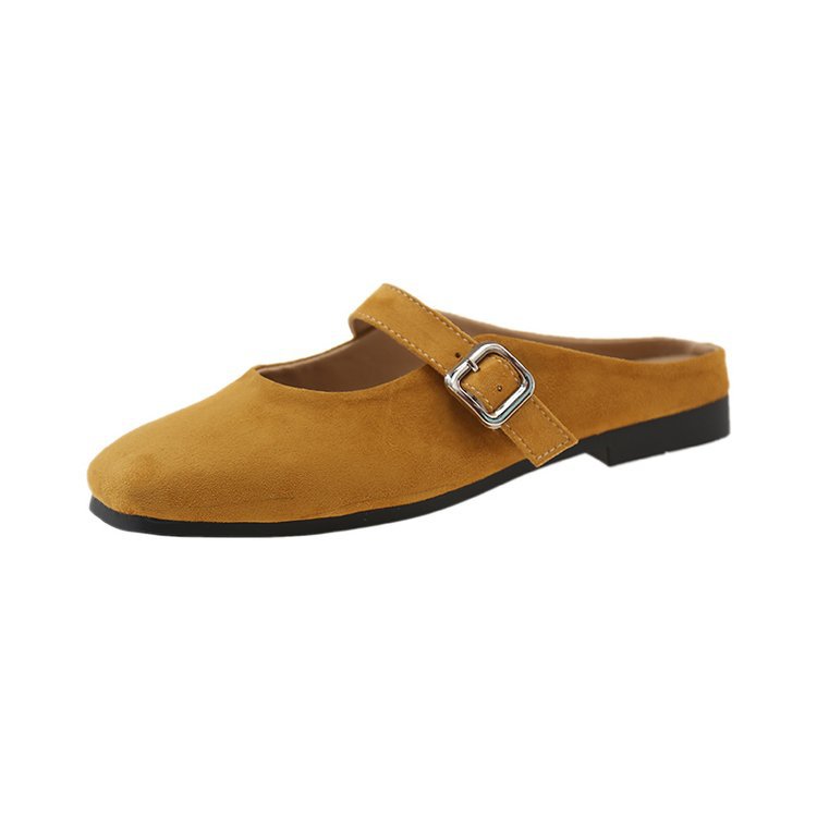 Baotou half-slipper women's summer outerwear 2025 new style one-step lazy person Muller Mary Jane single shoe Yellow Birken shoes Item Picture