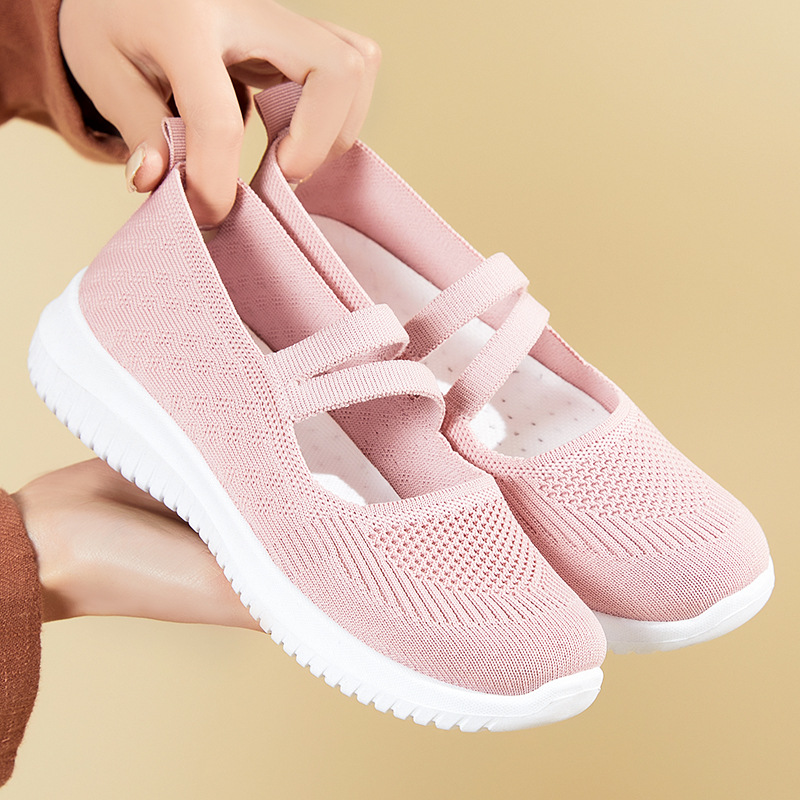Shoes Women 2025 New style cloth shoes, cross-border large-sized export women's shoes, breathable flying woven shoes, soft-soled casual mom shoes full figure