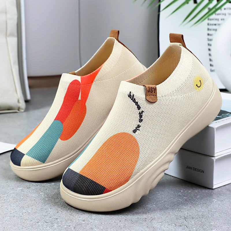 The new autumn casual cake shoes for women, single shoes, cross-border women's shoes, thick-soled, lightweight and breathable, one-step mom shoes full figure
