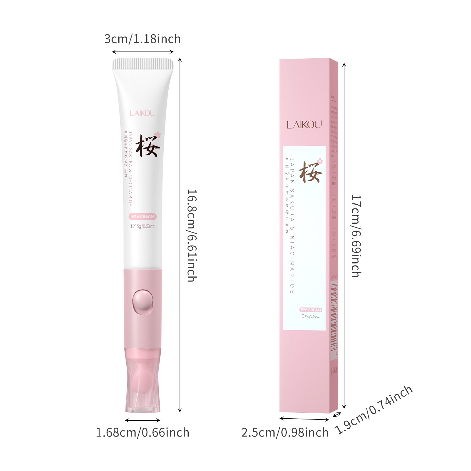Cross-border Laiko Sakura Nicotinamide Malay Version Eye Cream 15g Hydrating and Moisturizing All-English foreign trade skin care products in stock Item Picture