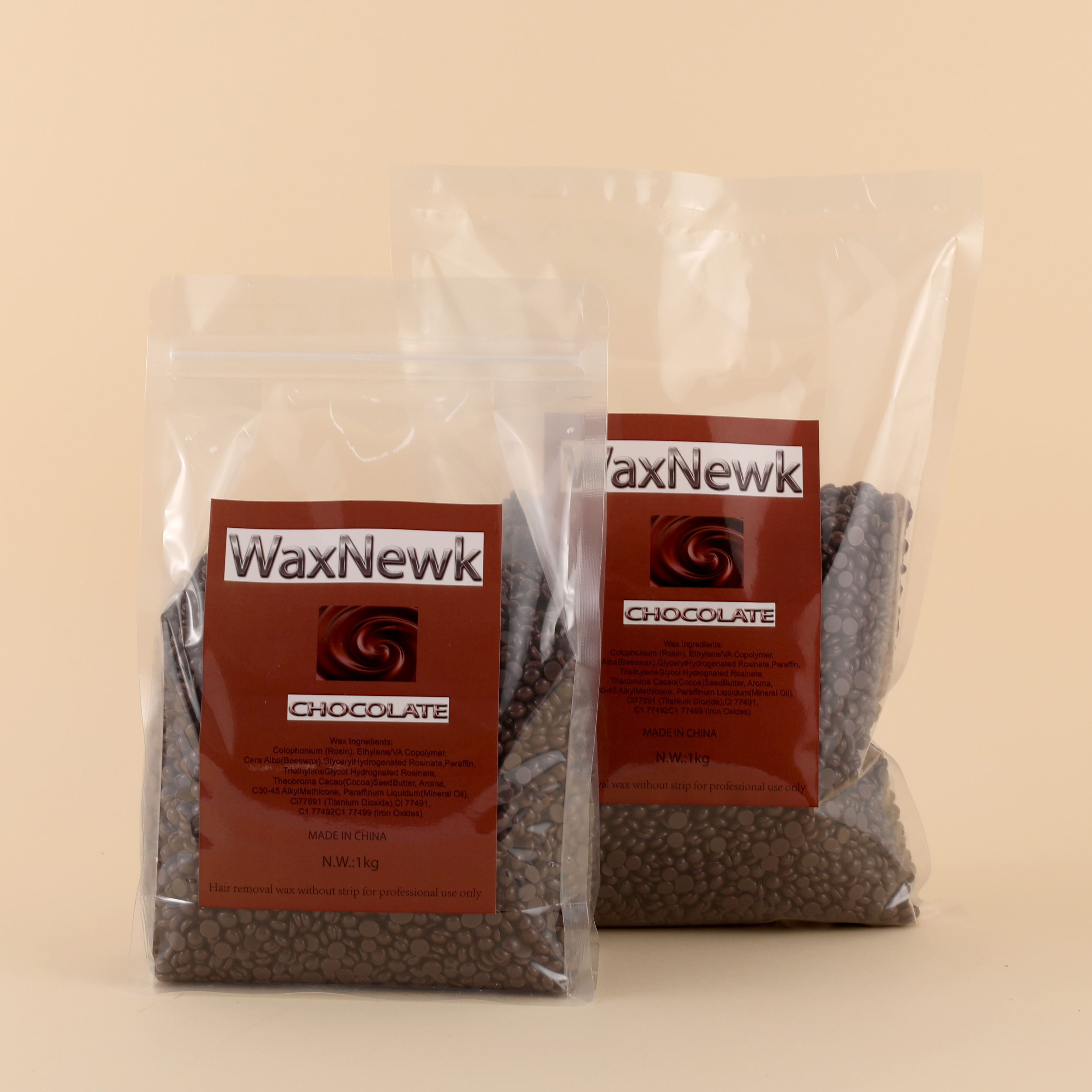 外贸专供WaxNewK 巧克力蜡豆1千克免纸脱毛蜡豆男女通用高端美容院质量脱毛蜡wax脱毛豆