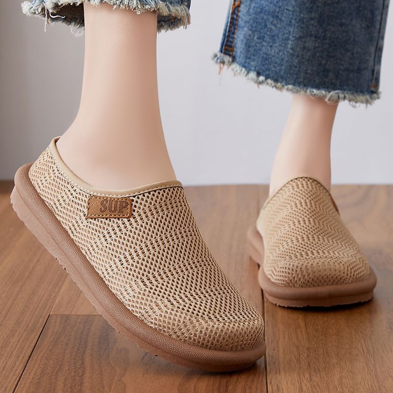 Summer shoes for women: Woven mesh shoes, breathable single shoes, cross-border delivery, hollowed-out women's shoes, half slippers for women details Picture