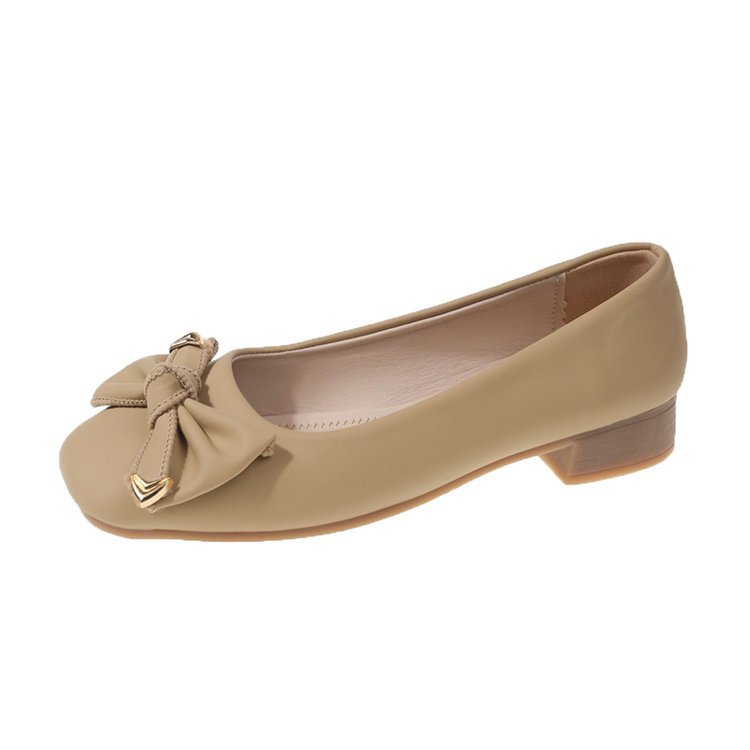Omansa's new spring collection of low-cut, low-heeled single-toe shoes is a versatile choice for women. The soft-soled, fairy-like style with a bow is a one-step bean-shaped shoe Item Picture