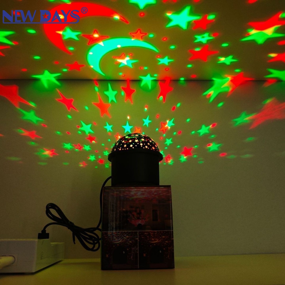 NEWDAYS marca cross border nueva luz de escenario luz de proyección luz de la luna RGB colorido cool light portable 3D surround home ambiance light Specification image