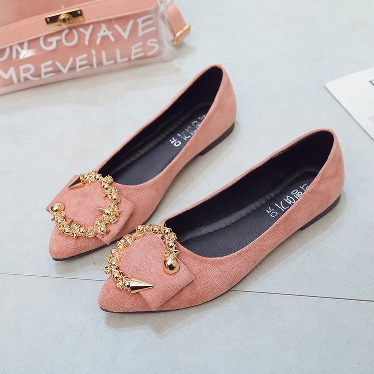 New Spring/Summer 2025 women's shoes, flat pointed-toe Korean-style casual single shoes, round-buckle women's flip-flops, lazy shoes for work Specification drawing