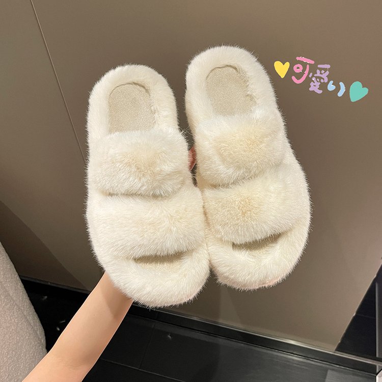 The "MAO MAO Slippers" are a popular outerwear for women. They are thick-soled with a sponge cake, which can increase height and make one look slimmer. They are a fairy-like style versatile one-shoulder slippers with an ins surface details Picture