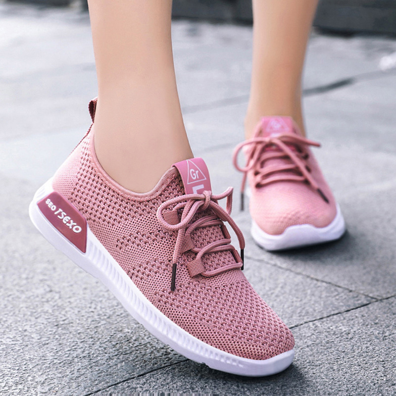 Customized women's sneakers, cross-border casual shoes, fashionable and trendy running shoes, export flying woven sports shoes, women's breathable details Picture