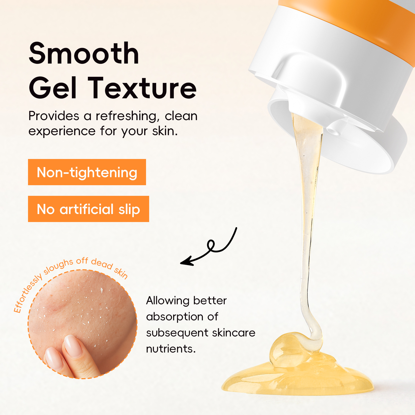Cross-border LAIKOU Vitamin C Exfoliating Gel 50g Facial and Body Cleansing Exfoliating Gel English export Application Scenario