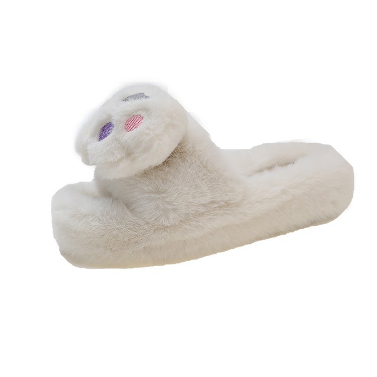 2025 New stylish and casual Korean-style cute cat paw, girlish heart, fluffy and creamy, height-increasing thick-soled one-shoulder slippers Item Picture
