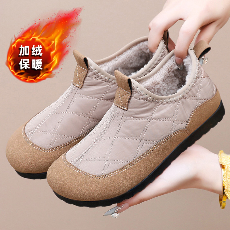 New winter fleece and thickened snow boots for women, cross-border consignment, casual, warm and anti-slip cotton shoes for mothers full figure